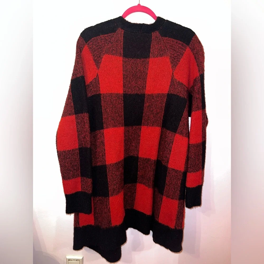 Lucky Brand Red and Black Checkered Cardigan - Picture 3 of 5